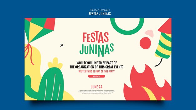 Flat design festas juninas banner template