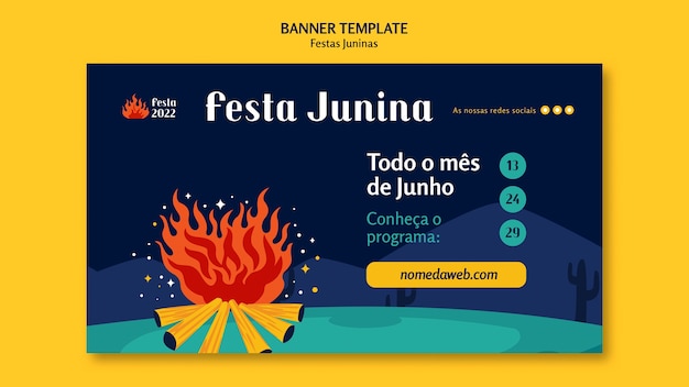 Free PSD flat design festas juninas banner template