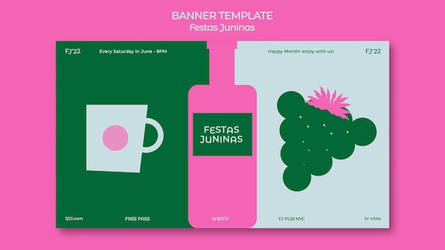 Free PSD flat design festas juninas banner template