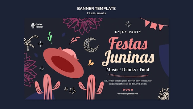 Free PSD flat design festas juninas banner template