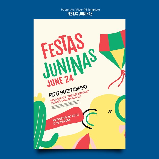 Flat design festas juninas poster template