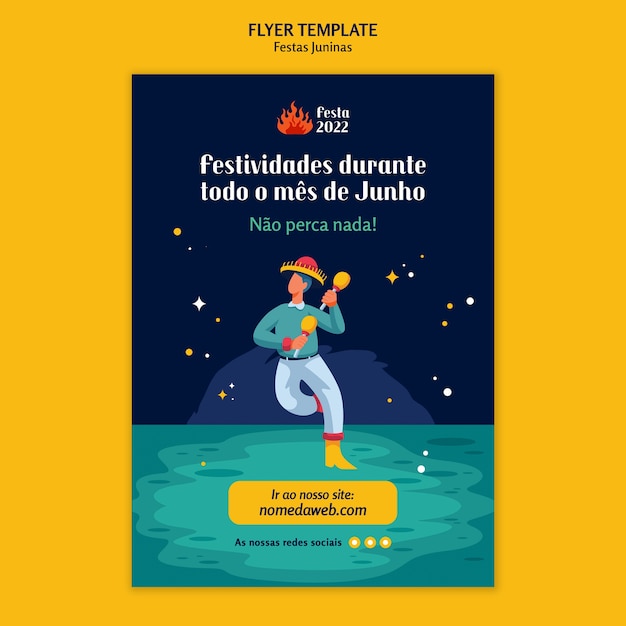 Free PSD flat design festas juninas poster template