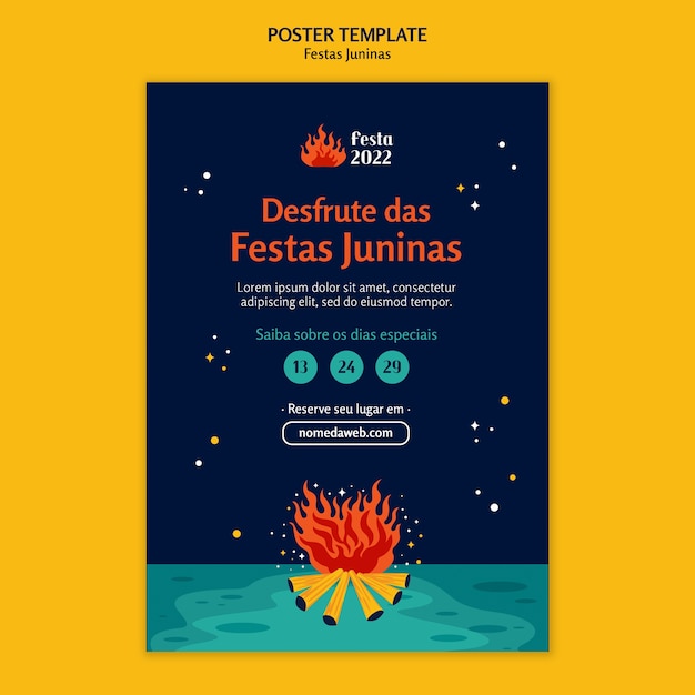 Free PSD flat design festas juninas poster template