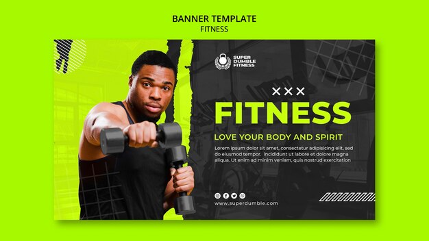 Flat design fitness and gym banner template