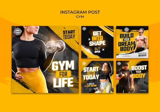 Free PSD flat design fitness and gym template