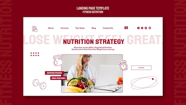 Free PSD flat design fitness nutrition template