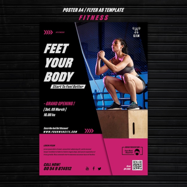 Free PSD flat design fitness template design