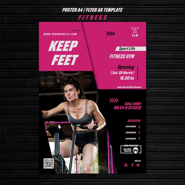 Free PSD flat design fitness template design