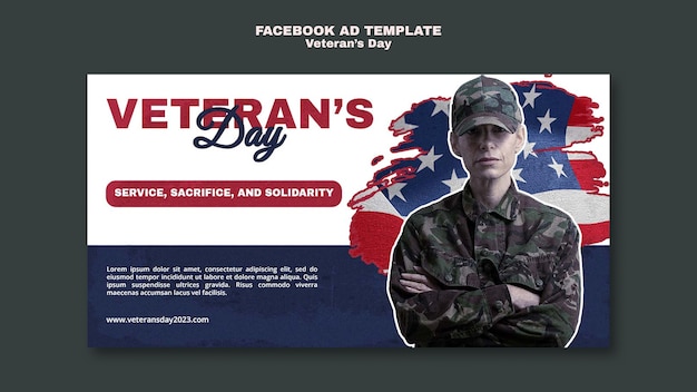 Free PSD flat design flveteran's day facebook template