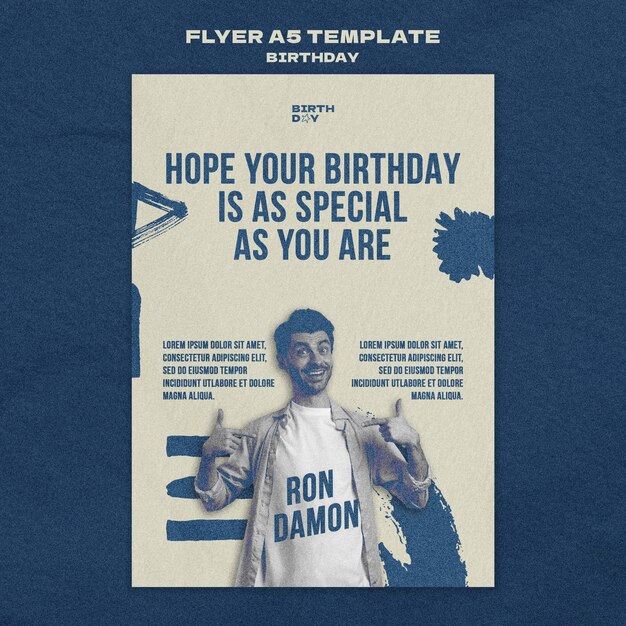 Flat design flyer birthday template