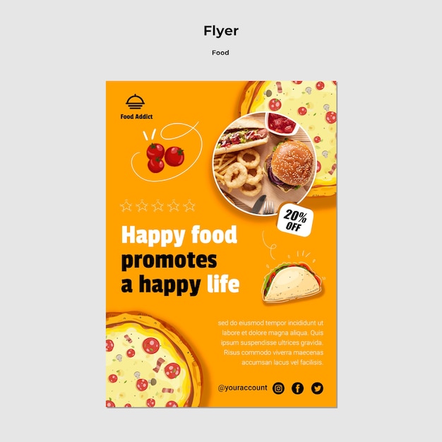 Free PSD flat design flyer food template