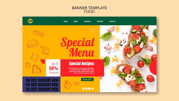 Free PSD flat design food banner design