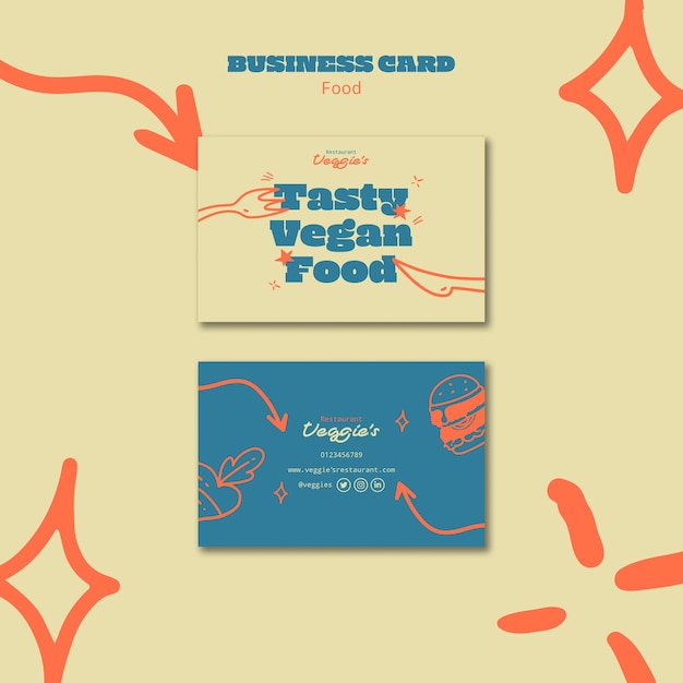 Free PSD flat design food business card template