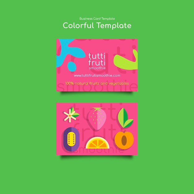 Free PSD flat design food colorful business card