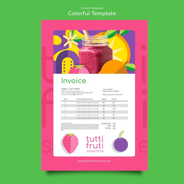 Free PSD flat design food colorful  invitation template