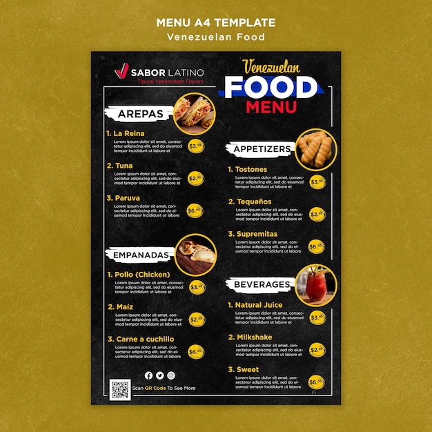 Flat design food festival menu template