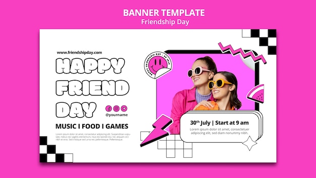 Free PSD flat design friendship day banner template