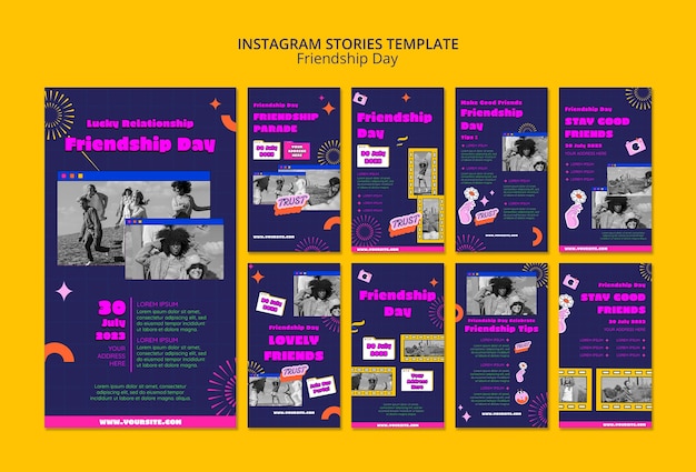 Free PSD flat design friendship day instagram stories