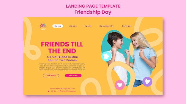 Flat design friendship day landing page