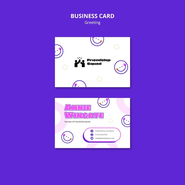 Free PSD flat design friendship greeting business card