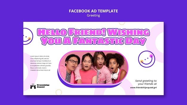 Free PSD flat design friendship greeting facebook template