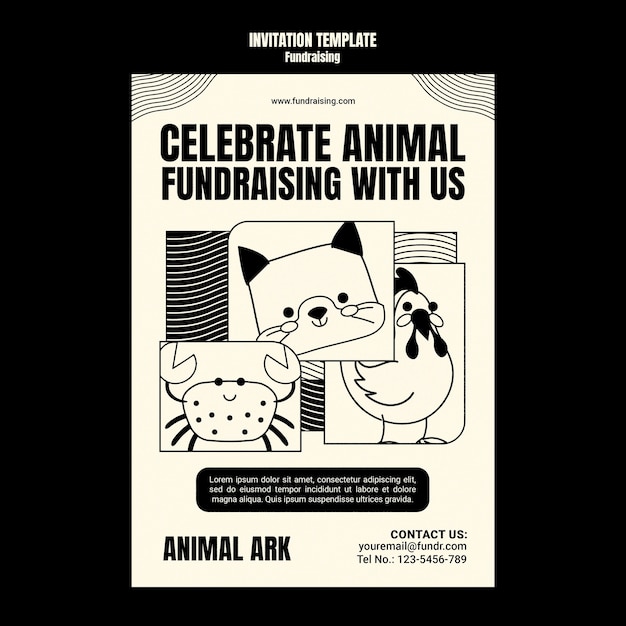 Flat design fundraising event  invitation template