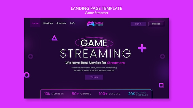 Free PSD flat design gamer streamer template