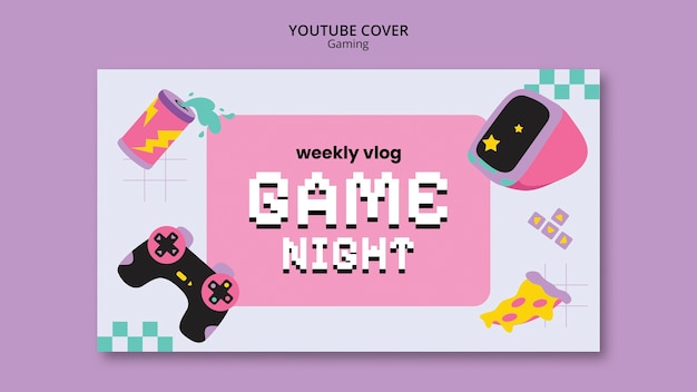 Free PSD flat design gaming youtube cover