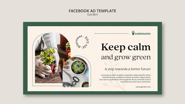 Flat design gardening facebook ad template