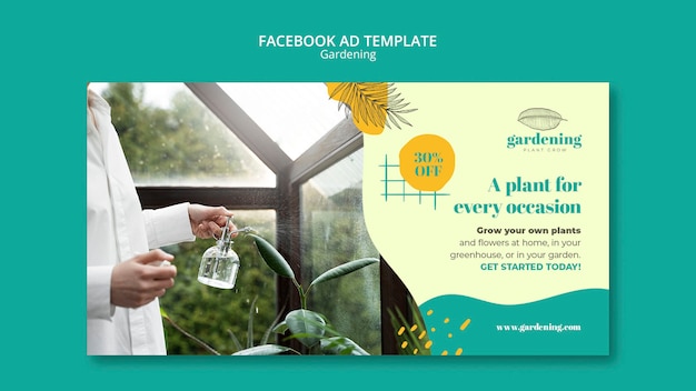 Free PSD flat design gardening template