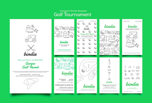 Free PSD flat design  golf tournament template design