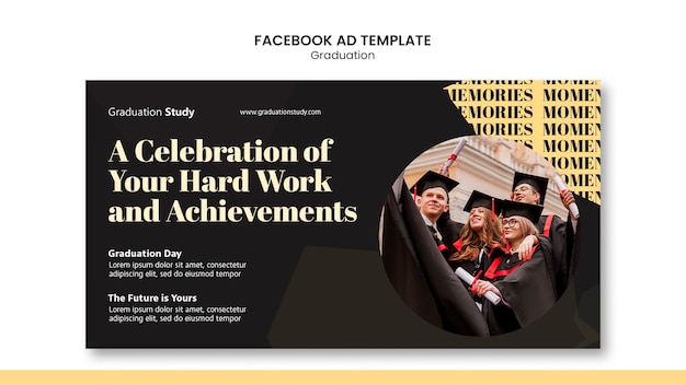 Free PSD flat design graduation facebook template