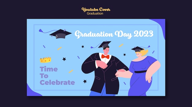 Free PSD flat design graduation youtube cover  template