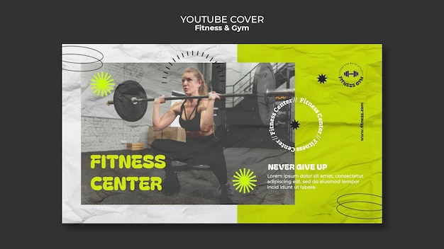 Flat design gym training youtube cover