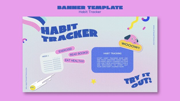 Free PSD flat design habit tracker template