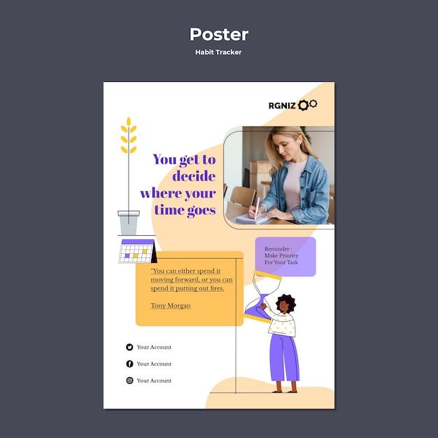 Flat design habit tracker template