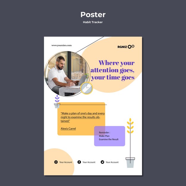 Flat design habit tracker template