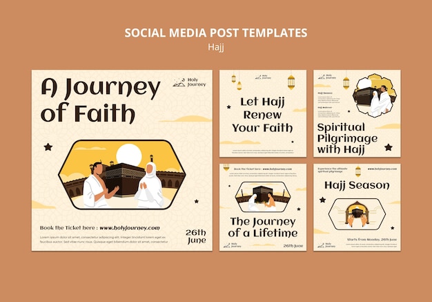 Free PSD flat design hajj season instagram posts