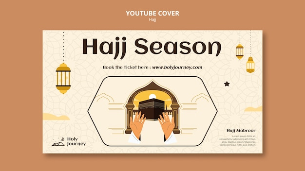 Free PSD flat design hajj season youtube cover