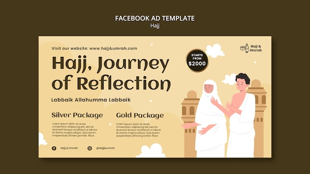 Free PSD flat design hajj template