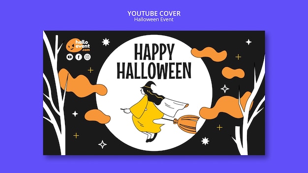 Free PSD flat design halloween celebration youtube cover