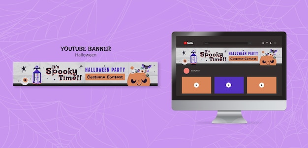 Free PSD flat design halloween template design