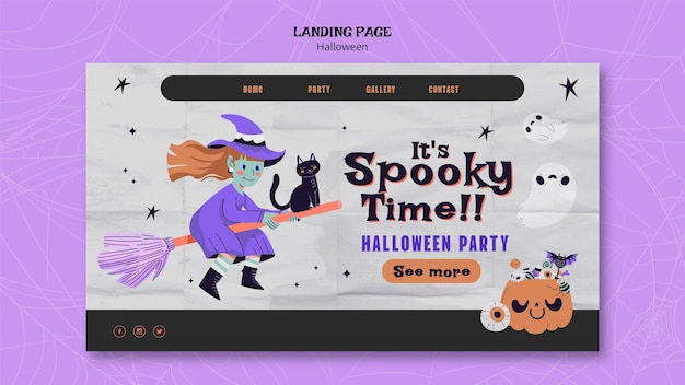 Free PSD flat design halloween template design