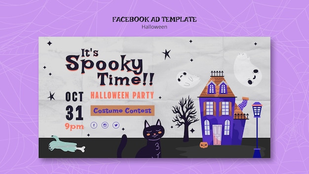 Free PSD flat design halloween template design