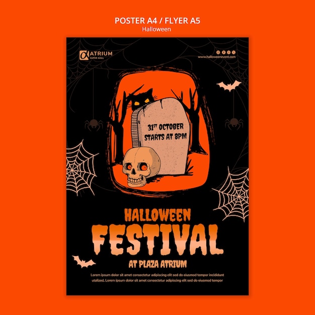 Free PSD flat design halloween template design