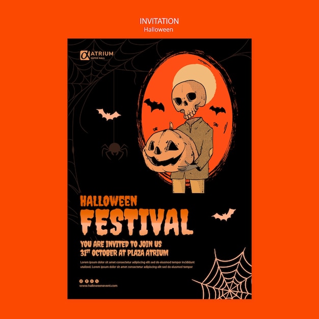 Free PSD flat design halloween template design