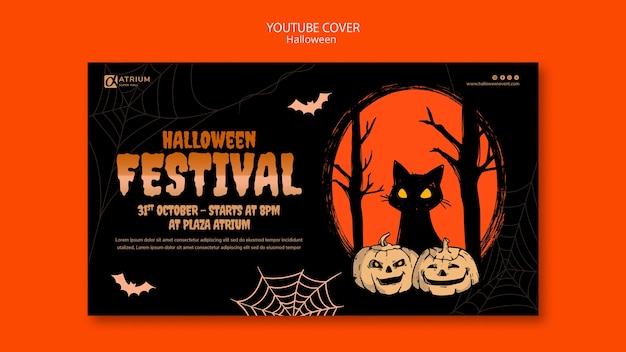 Free PSD flat design halloween template design