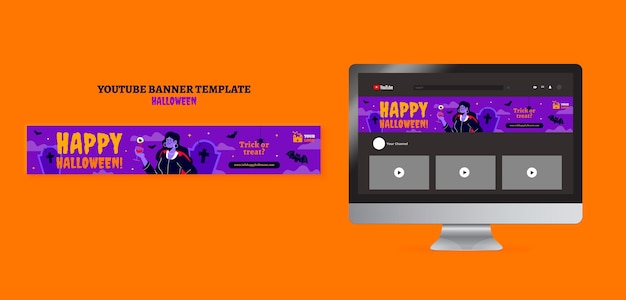 Free PSD flat design halloween template