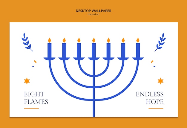 Free PSD flat design hanukkah celebration template