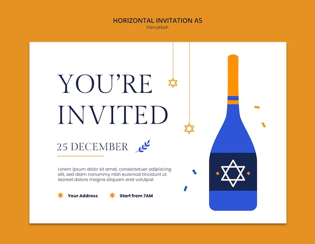 Free PSD flat design hanukkah celebration template